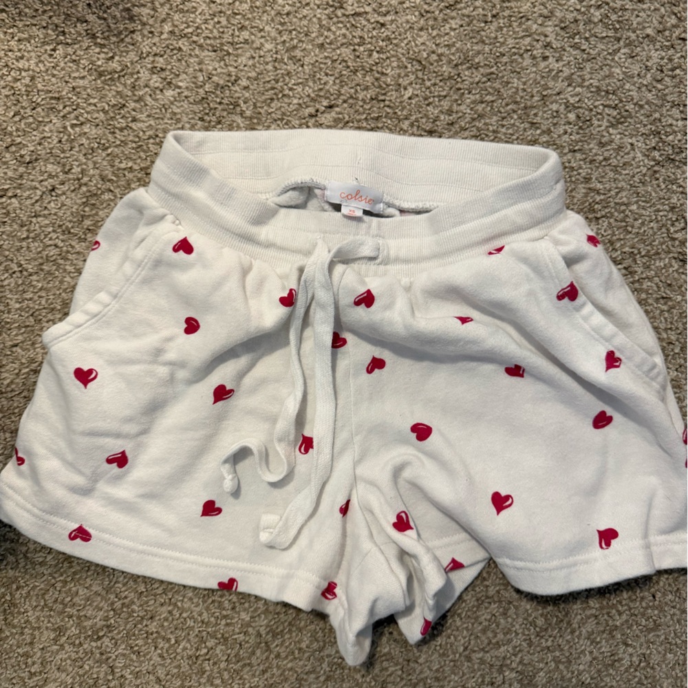 ' White Heart pajama/ Lounge Shorts
